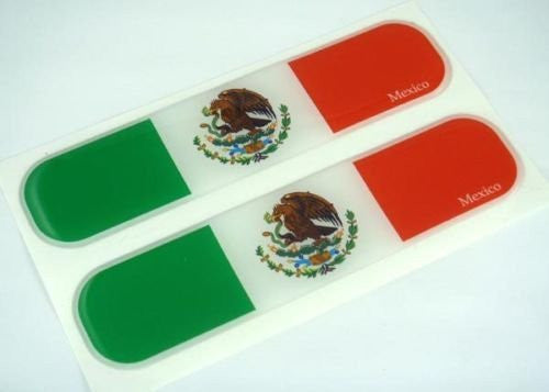 Mexico Mexican Flag Domed Decal Emblem Car Flexible Sticker 5" Set of 2