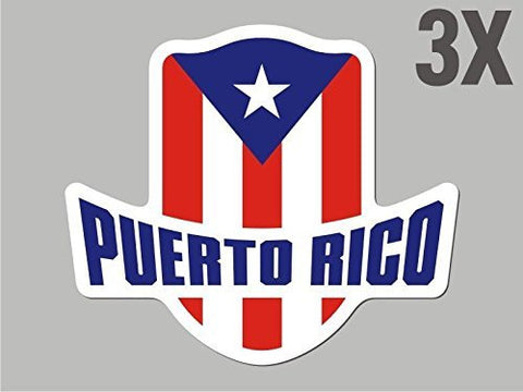 3 Puerto Rico shaped stickers flag crest decal car bike emblem CN055