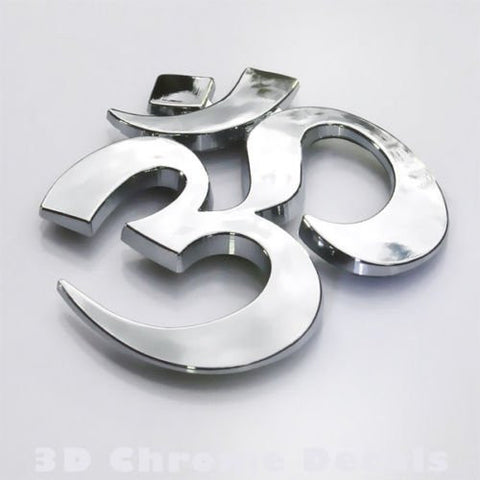 Aum Om, car auto bike 3D chrome decal yoga symbol