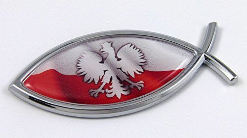Car Chrome Decals CBFSH168 Poland Jesus Fish Polish Flag Car Chrome Emblem Decal 3D Sticker Polska Eagle