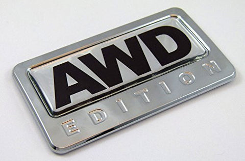 Car Chrome Decals CBEDI-AWD AWD All wheel drive Edition Chrome Emblem with domed decal Car Auto Bike Badge