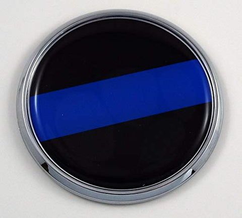 Police Thin Blue line Flag 2.75" Car Chrome Round Emblem Decal 3D Sticker Badge