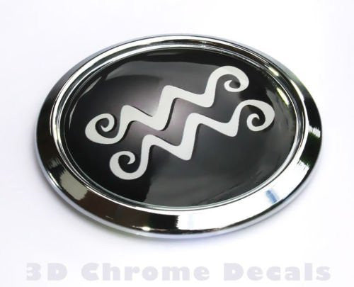 Aquarius Zodiac Symbol Chrome Emblem Car bike decal badge 3D Sticker
