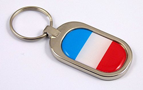 France Flag Key Chain metal chrome plated keychain key fob keyfob French