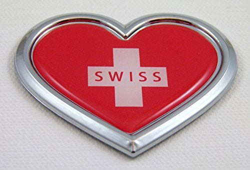 Car Chrome Decals CBHRT208 Switzerland HEART Flag Chrome Emblem Car Decal 3D Sticker Badge Bumper Swiss