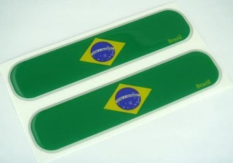 Brazil Brazilian Flag Domed Decal Emblem Car Flexible Sticker 5" Set of 2