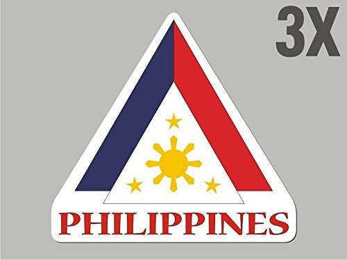 3 Philippines shaped stickers flag crest decal bumper car bike emblem vinylCN028