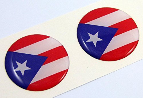 Puerto Rico flag Round domed decal 2 emblem Car bike stickers 1.45" PAIR