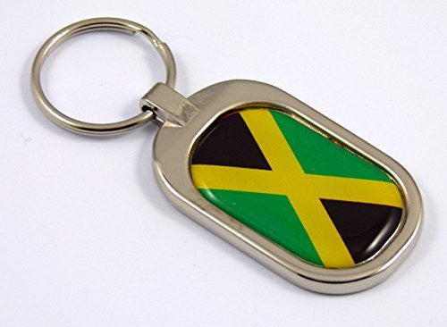 Jamaica Flag Key Chain metal chrome plated keychain key fob keyfob Jamaican