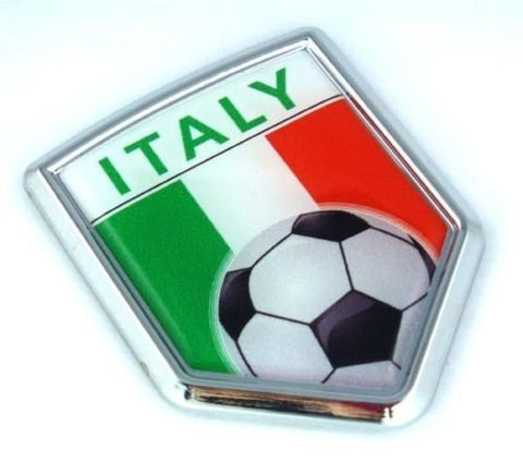Italy Italian Italia Flag Car Chrome Emblem Sticker with Soccer ball