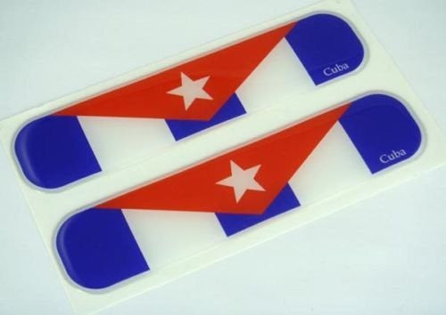 Cuba, Cuban Flag Domed Decal Emblem Car Flexible Sticker 5" Set of 2
