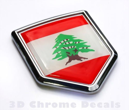 Lebanon Flag Lebanese Emblem Chrome Car Decal Sticker