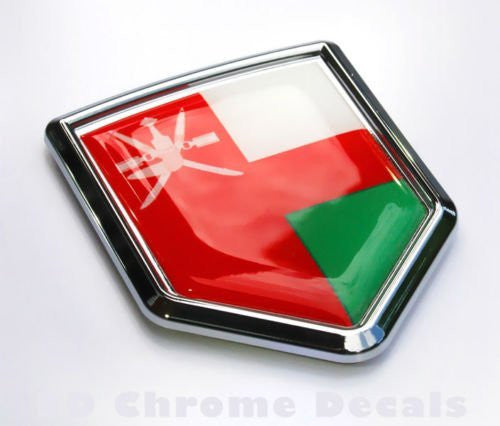Oman Flag Omani Emblem Chrome Car Decal Sticker