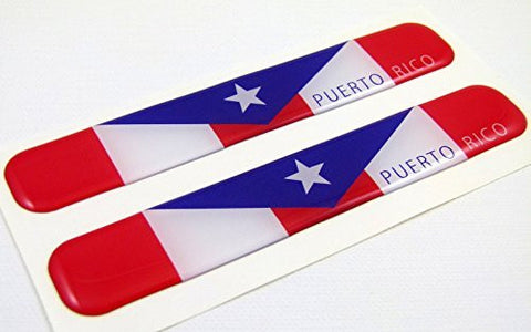Puerto Rico Flag Domed Decal Emblem Resin car stickers 5"x 0.82" 2pc.