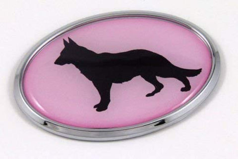 German Sheppard Pink Dog 3D Chrome Emblem Pet Decal Car Auto Bike Truck Sticker