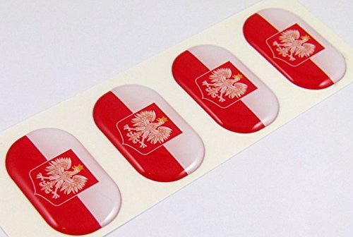 Poland midi Polska domed decals flag 4 emblems 1.5" Car bike laptop stickers