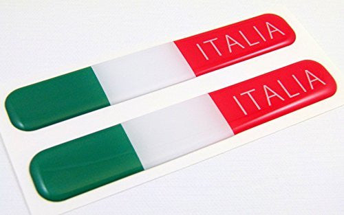 Italy Italian italia Flag Domed Decal Emblem Resin car stickers 5"x 0.82" 2pc.