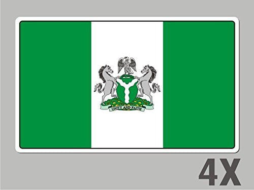 4 Nigeria stickers flag decal bumper car bike laptop .. emblem vinyl FL044