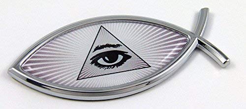All Seeing Eye Masonic Jesus Fish Car Bike Auto Chrome Emblem Decal Sticker