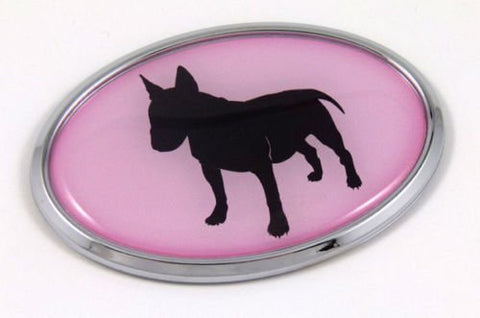 Bull Terrier Dog Pink 3D Chrome Emblem Pet Decal Car Auto Bike Truck Sticker