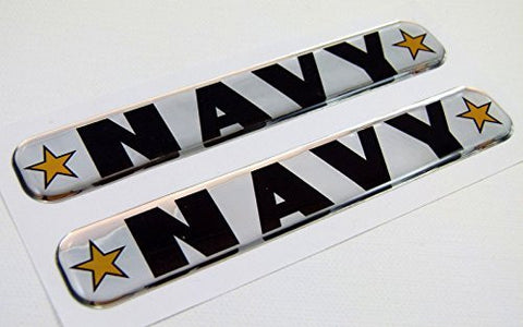 NAVY army Domed Decal Emblem Resin chrome car bike biker stickers 5"x 0.82" 2pc.