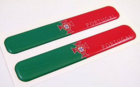Portugal Portuegese Flag Domed Decal Emblem Resin car stickers 5"x 0.82" 2pc.