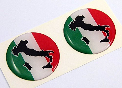 Italia Italy flag Round domed decal 2 emblem Car bike stickers 1.45" PAIR