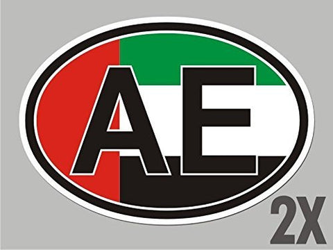 2 UAE United Arab Emirates AE OVAL stickers flag decal bumper car bike CL065