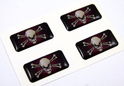Skull with crossbones Pirate mini domed decals set 4 emblems Car bike boat... stickers