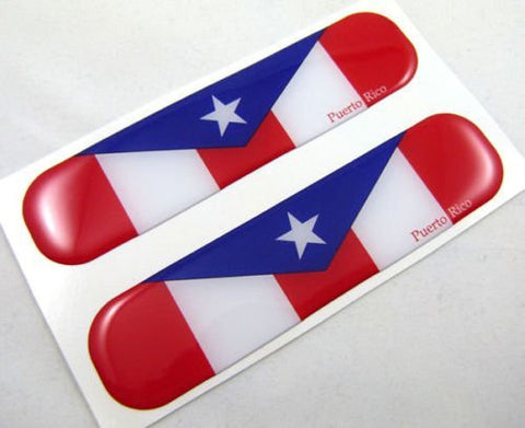 Puerto Rico Flag Domed Decal Puerto Rican Emblem Car Flexible Sticker 5"Set of2
