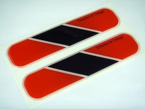 Trinidad de Tobago Flag Domed Decal Emblem Car Flexible Sticker 5" Set of 2