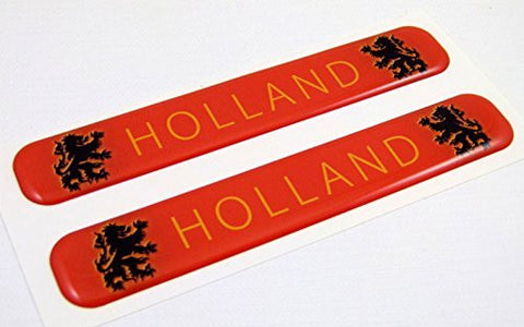 Holland Flag Domed Decal Emblem Resin car stickers 5"x 0.82" 2pc.