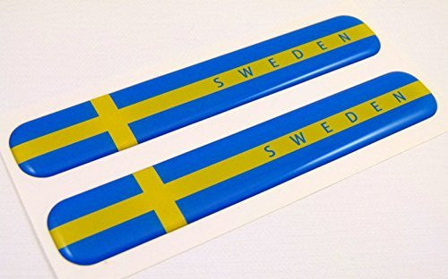 Sweden Swedish Flag Domed Decal Emblem Resin car stickers 5"x 0.82" 2pc.