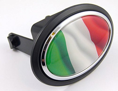 Italy Italian Flag Hitch Cover Cap 2" receiver black with chrome & dome