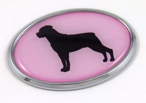 Rottweiler Dog Pink 3D Chrome Emblem Pet Decal Car Auto Bike Truck Sticker