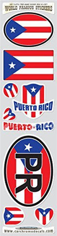 Car Chrome Decals STS-PR Puerto Rico 9 stickers set Puerto Rican flag decals bumper car auto bike laptop