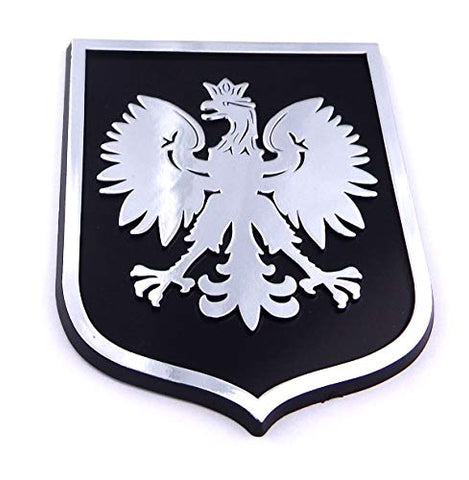 Poland Polska Eagle Black Chrome Plastic car Emblem Decal Sticker Crest PBC
