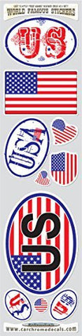Car Chrome Decals STS-USA USA 10 stickers set US American flag decals bumper stiker car auto bike laptop