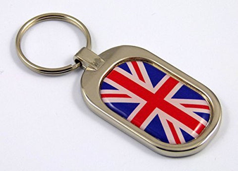 Great Britain Flag Key Chain metal chrome plated keychain key fob keyfob England