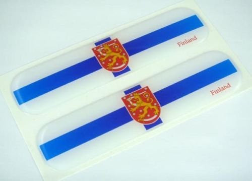 Finland, Finnish Flag Domed Decal Emblem Car Flexible Sticker 5" Set of 2 Suomi