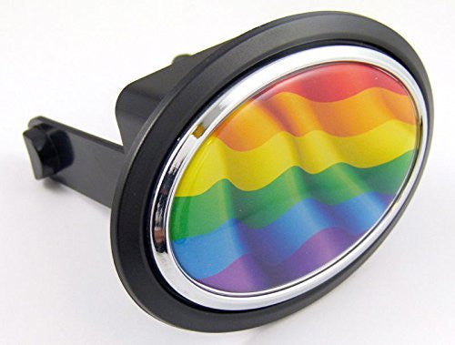 Pride Gay Rainbow Flag Hitch Cover cap 2" receiver black with chrome & dome