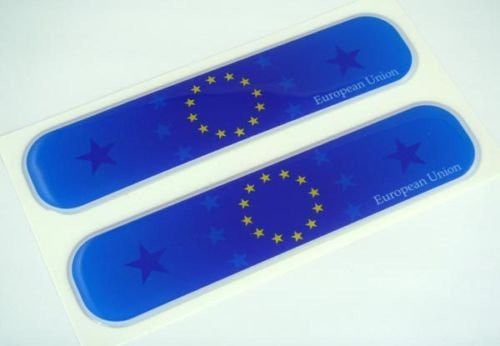 European Union Flag Domed Decal Emblem Car Flexible Sticker 5" Set of 2 Europe