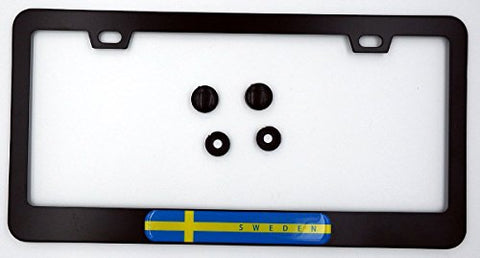 Sweden Swedish Flag Metal Black Aluminium Car License Plate Frame Holder