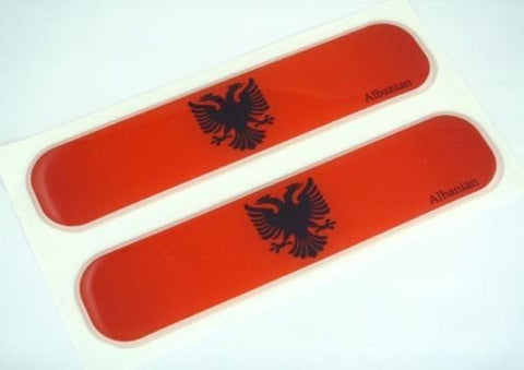 Albania, Albanian Flag Domed Decal Emblem Car Flexible Sticker 5" Set of 2