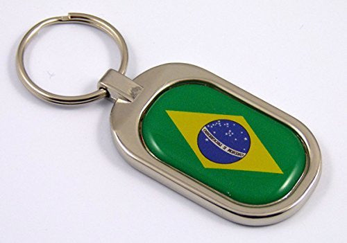 Brazil Flag Key Chain metal chrome plated keychain key fob keyfob Brazilian