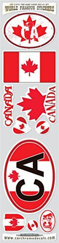 Car Chrome Decals STS-CA Canada 10 stickers set Canadian flag decals bumper stiker car auto bike laptop