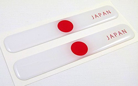 Japan Japanese Flag Domed Decal Emblem Resin car stickers 5"x 0.82" 2pc.