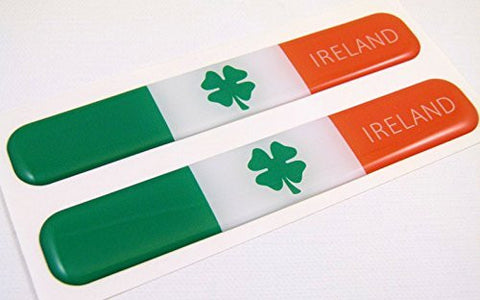 Ireland Irish Flag Domed Decal Emblem Resin car stickers 5"x 0.82" 2pc.