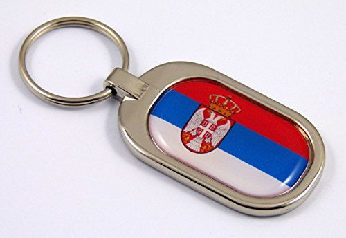 Serbia Flag Key Chain metal chrome plated keychain key fob keyfob Serbian