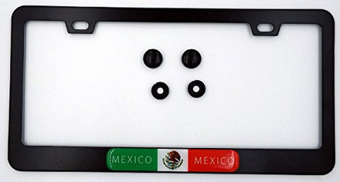 Mexico Mexican Flag Metal Black Aluminium Car License Plate Frame Holder